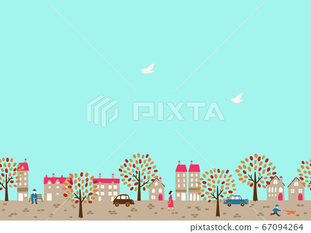 Autumn town hand-painted landscape Autumn town hand-painted landscape 67094264