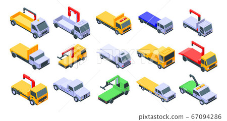 Tow truck icons set, isometric style 67094286