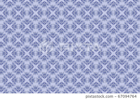 Embroidered monochrome patterns of blue flowers and leaves on bluish background Embroidered monochrome patterns of blue flowers and leaves on bluish background 67094764