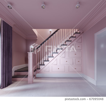 Hall corridor with stairs in the living room, Hall corridor with stairs in the living room, 67095048
