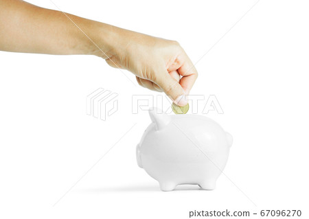 human hand and piggy bank 67096270