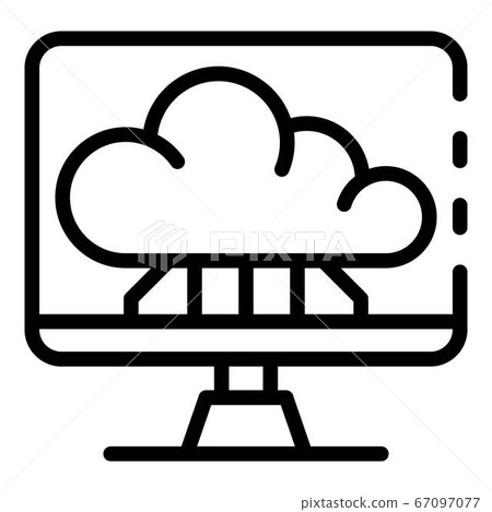 Cloud on computer screen icon, outline style 67097077