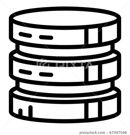 Round server tower icon, outline style 67097086