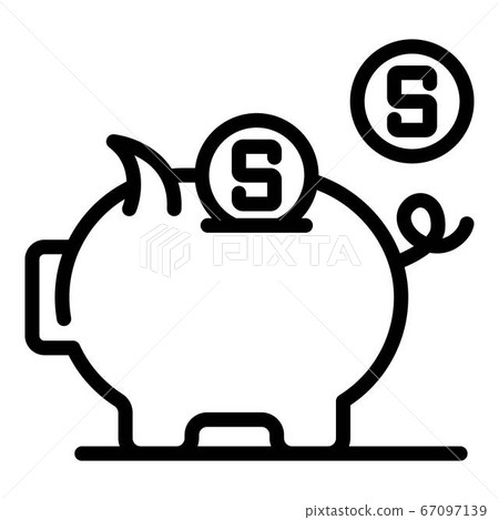 Piggy bank icon, outline style Piggy bank icon, outline style 67097139