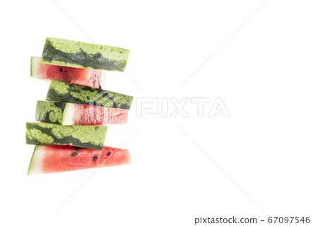 pile of watermelon slices isolated on white 67097546