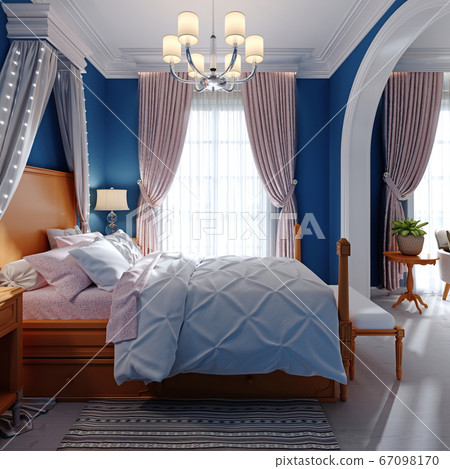 Design of a children's bedroom, four-poster bed, 67098170