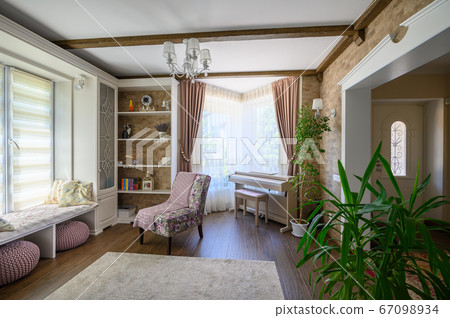 Classic brown and white living room interior Classic brown and white living room interior 67098934