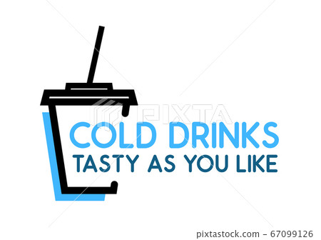 Cold Drinks - Vector Logo with Cup with Soda on Cold Drinks - Vector Logo with Cup with Soda on 67099126