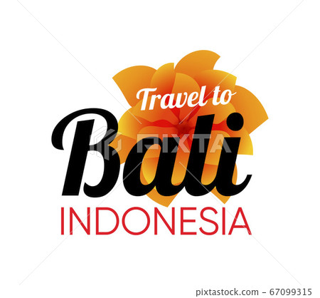 Bali Travel logo with Tropical beautiful Flower 67099315