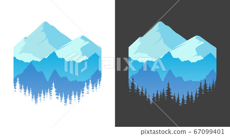 Emblem with Mountains, Vector banner for T-shirt Emblem with Mountains, Vector banner for T-shirt 67099401