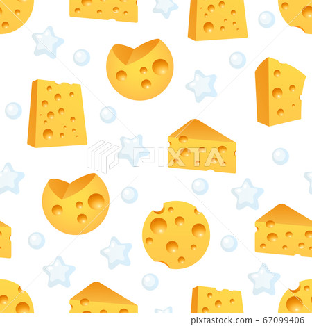 Cheese looped pattern with piece of farm products 67099406
