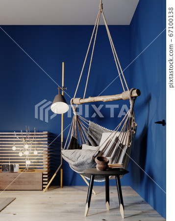 Hanging chair hammock in the bedroom. Loft style. Hanging chair hammock in the bedroom. Loft style. 67100138
