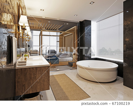 Luxurious-style bathroom with large bathtub, Luxurious-style bathroom with large bathtub, 67100219