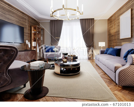 Fashionable designer living room interior in warm 67101013