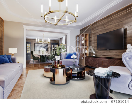 Fashionable designer living room interior in warm 67101014
