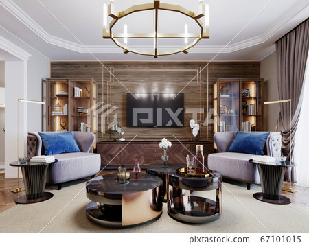 Fashionable designer living room interior in warm 67101015