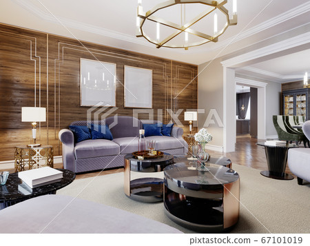 Fashionable designer living room interior in warm Fashionable designer living room interior in warm 67101019