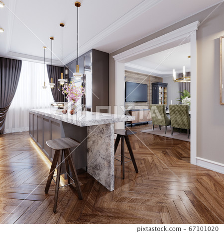 Fashionable modern kitchen with gray contemporary 67101020