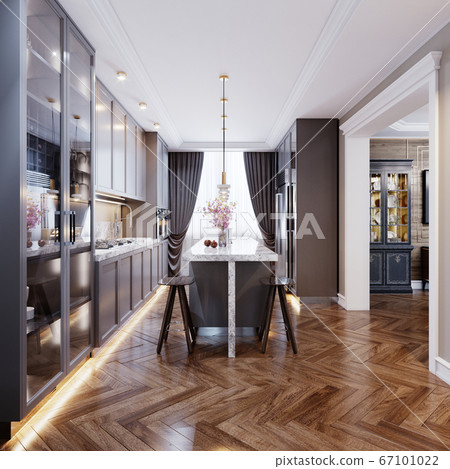 Fashionable modern kitchen with gray contemporary 67101022