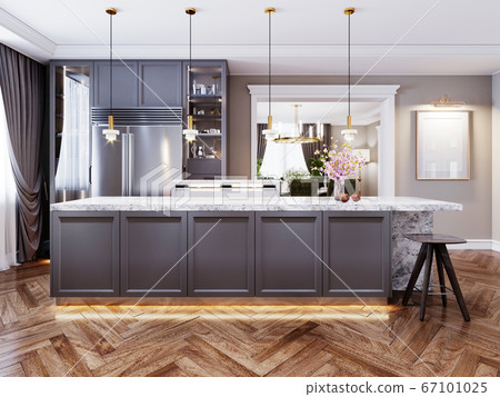 Fashionable modern kitchen with gray contemporary 67101025
