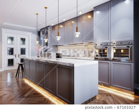 Fashionable modern kitchen with gray contemporary 67101027