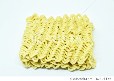 raw dry instant noodles on white background 67101136
