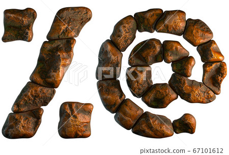 Set of rocky symbols percent and at. Font of stone on white background. 3d Set of rocky symbols percent and at. Font of stone on white background. 3d 67101612