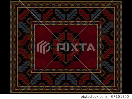 Carpet with red and blue vintage ornament and burgundy color in the middle Carpet with red and blue vintage ornament and burgundy color in the middle 67101800