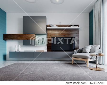 Wall-mounted designer furniture in the living room 67102206