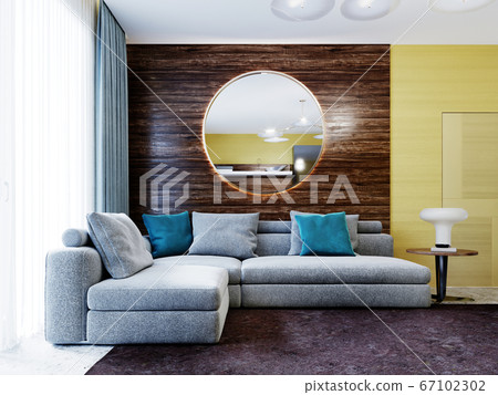 Designer corner white sofa with a side table with 67102302