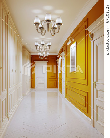 Classic style corridor with orange walls, white 67102325