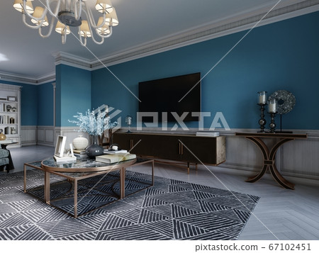 TV unit, TV set in a modern living room in a 67102451