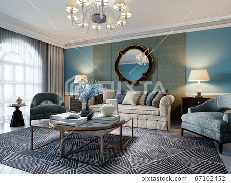 Living room interior in classic Mediterranean Living room interior in classic Mediterranean 67102452