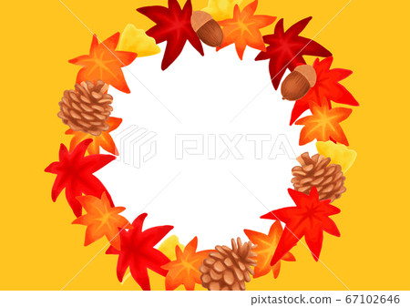 秋天的紅葉銀杏框架背景圖設置 插圖素材 圖庫