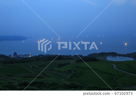 Yamaguchi Prefecture Summer, Yutoya district, Nagato city Togohata rice terraces and fishing fire Yamaguchi Prefecture Summer, Yutoya district, Nagato city Togohata rice terraces and fishing fire 67102973