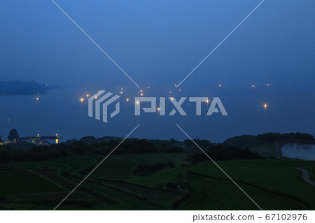 Yamaguchi Prefecture Summer, Yutoya district, Nagato city Togohata rice terraces and fishing fire Yamaguchi Prefecture Summer, Yutoya district, Nagato city Togohata rice terraces and fishing fire 67102976