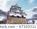 Hikone Castle watercolor painting 67103312