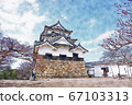 Hikone Castle watercolor painting 67103313