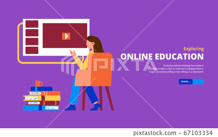 Online Education Horizontal Banner - Stock Illustration [67103334] - PIXTA