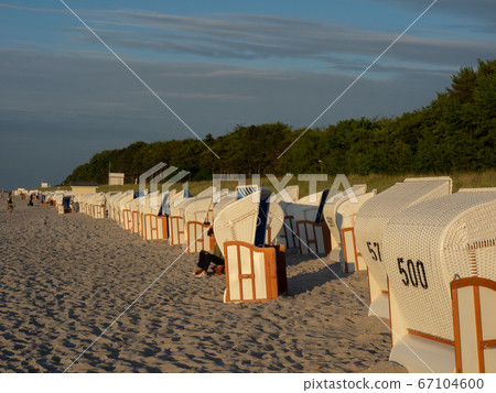sundown at the beach of zingst in germany sundown at the beach of zingst in germany 67104600