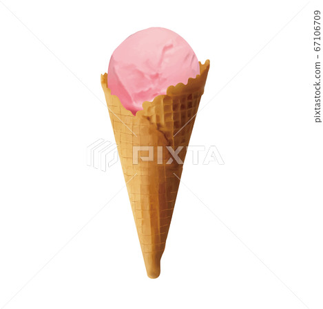 Waffle cone ice cream strawberry - Stock Illustration [67106709] - PIXTA