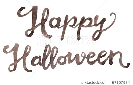 水彩的萬聖節快樂草書字母_黑色 67107984