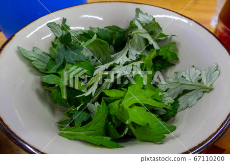 沖繩縣南條市玉屋沖繩蕎麥麵艾草葉豆腐條板特寫 67110200