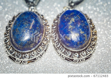 Silver earrings with lapis lazuli 67112483