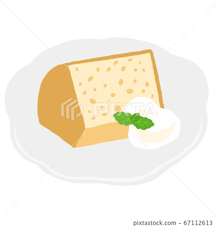 Chiffon cake with fresh cream and mint Chiffon cake with fresh cream and mint 67112613