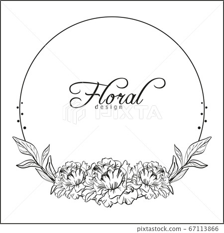 frame made with peony flowers leaves and mockup for template 67113866