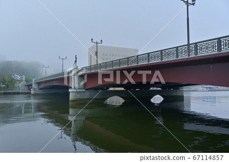 Namamai Bridge at the mouth of the Kushiro River in Asagiri 67114857