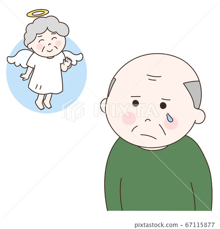 Elderly man angel illustration to remember the deceased Elderly man angel illustration to remember the deceased 67115877