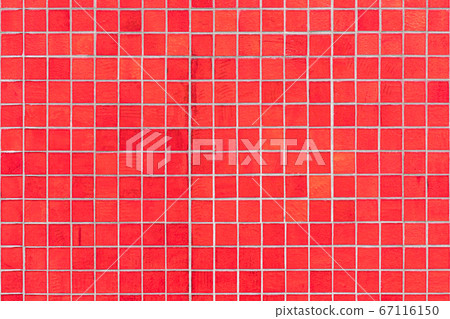 High resolution picture of red square mosaic tiles 67116150