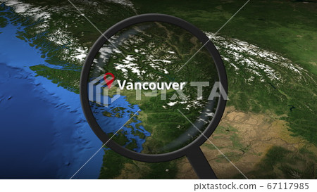Vancouver city being found on the map, 3d rendering 67117985